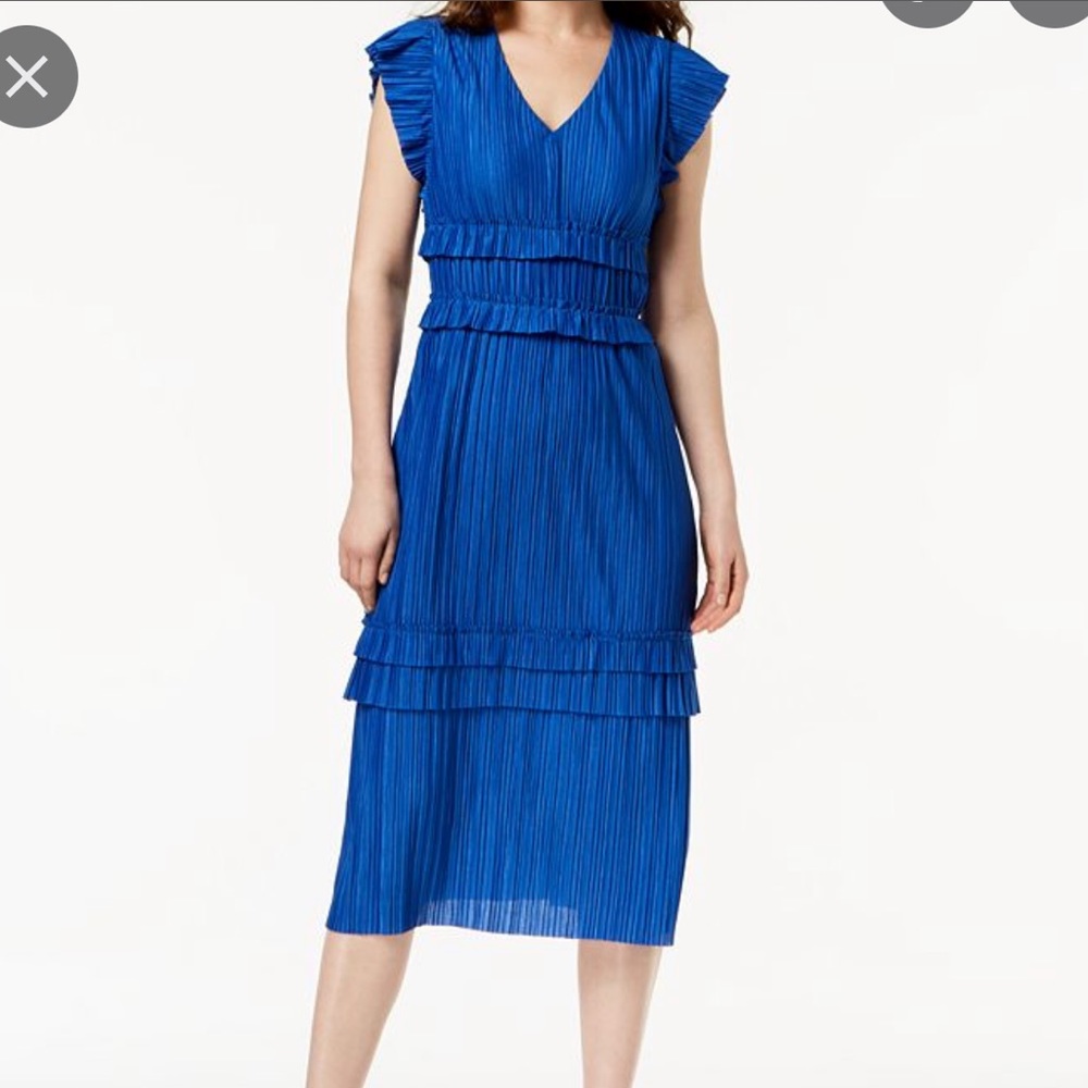 Taylor Pleated And Tiered Midi Dress Sz 2